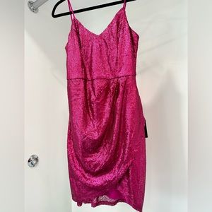 Lulus NWT Hot Pink Sequin Mini Dress Size Medium M Fitted Formal Sexy